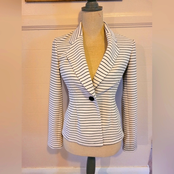 Calvin Klein || Black & White Striped Blazer - Picture 1 of 2